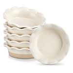 vancasso Sabine Mini Pie Pans Set of 6, 5.2 Inch Ceramic Small Pie Dish, Individual Pie Plates Ramekins with Ruffled Edge for Chicken Pot Pie, Cake, Quiche, Tart, Microwave & Oven Safe, Cream Colored