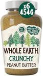 Whole Earth Crunchy Peanut Butter, 6 x 454 g Jars, Original Nut Spread Made with All Natural Ingredients, No Added Sugar, Gluten Free, Vegetarian & Vegan Friendly, Multi Pack