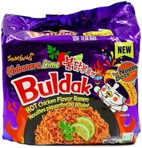 Samyang Habanero Lime 675g - Pack of 5 x 135g - Samyang Buldak Noodles - Korean Spicy Ramen