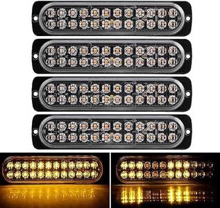 SEISSO Amber Led Strobe Lights 7 inch, 12V-24V 4pcs 24 LED Clear Truck Emergency Strobe Lights Hazard Warning Flashing Grille for Vehicles Super Bright IP68 Waterproof Surface Mount