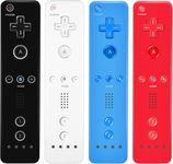 AUFGLO Wii Controller 4 Pack - Wii Remote with Silicone Case and Wrist Strap(Black - White - Red - Blue)