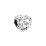 Pandora Moments Women's Sterling Silver Mum Daisy Heart Charm, No Box