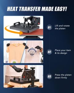 CREWORKS 8-in-1 Heat Press Machine 30x38cm – Swing Away T-Shirt, Mug, Hat, Plate Press