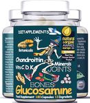 Glucosamine & Chondroitin complex – 180 High Strength Capsules – Turmeric, Ginger, Black Pepper, Rosehip, Vitamin C, Vitamins D & Vitamin K, Zinc, Manganese and Copper & Potassium for bones and joints