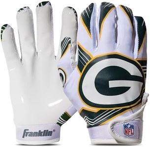 Franklin Sports Green Bay Packers Youth NFL Football Receiver Gloves - Receiver Gloves for Kids - NFL Team Logos and Silicone Palm - Youth S/XS Pair (Pack of 6)