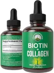 Liquid Collagen for Women and Men with Biotin. Advanced 2-in-1 Oral Drops for Hair Growth, Skin, and Nails. 10,000 mcg Bovine Collagen Peptides + 5,000 mcg Biotin. Gluten Free, Zero Sugar Supplements