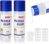 Celawork Puzzle Glue for 3000-6000 Pieces Puzzles, Non-Toxic PVA Transparent Puzzle Glue, Quick Drying, with Dot glue, Practical Accessory for Hanging Puzzles (120 ML×2)
