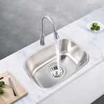 12.6Inch-Undermount Narrow Sink Bar Prep Sink RV Sink Stainless Steel Boat Compact Sink Kitchen Single Bowl Hand Wash Basin Sink Outdoor Camper Caravan Small RV Sink with Strainer & Drain Pipe