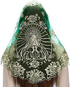 Bozidol Catholic Church Mantilla Religious Orthodox Prayer Veil Velos para ir a la iglesia (Green Gold)