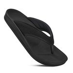 AEROTHOTIC Women's Enhalus Arch Support Thong Sandals (Enhalus Black, Numeric_5)