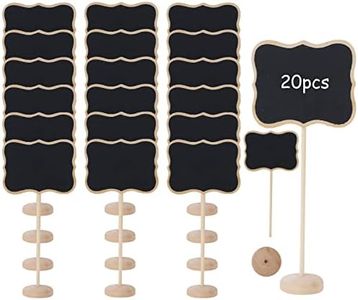 KINDPMA 20PCS Mini Tableau Noir Petite Ardoise Craie Dentelle Irrégulière Panneaux à Message avec Support en Bois Ardoise Mariage Restaurant Étiquette Plante Table Aliment 8,5 * 6.2CM