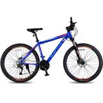 Vaux Battle Thunder 27 Speed Gear Cycle for Men with Shimano Hydraulic Disc Brakes, 27.5T MTB Cycle with Alloy Frame, Lockout Suspension Fork & 27.5x1.95 CST Tyres(Blue)