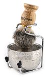 Anbbas Pure Badger Hair Shaving Brush Natural Wooden Handle with Stainless Steel Shaving Brush Stand and 2Layers Shaving Soap Bowl for Men Wet Shaving Stater