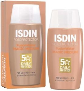 ISDIN Fotoprotector Fusion Water Magic Color (Medium) SPF 50 PA++++ - Ultralight Tinted Facial Sunscreen - Water-Based, Fast-Absorbing, Oil-Control Formula with Hyaluronic Acid & Vitamin E - 50ml