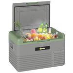 Outsunny 30L Car Refrigerator, Portable Compressor Car Fridge Freezer, Electric Cooler Box with 12/24V DC and 110-240V AC for Camping, Driving, Picnic, Down to -20℃, Light Green and Grey