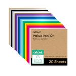 Cricut Iron On | 20-Pack | 30.5cm x 30.5cm (12" x 12") | Heat Transfer Vinyl Sheets | for use with All Cricut Cutting Machines