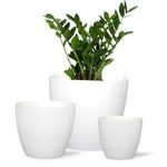 ecofynd 3 Pack Terracotta Pots for Plants (8.5 inch, 6 inch, 5 inch), Earthen Flower Pots, Planter for Living Room, Balcony, Table Desk, Office, Home Decor, Clay Pots for Garden (TPOT003-WHT)