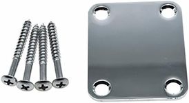 4-Bolt Electric Guitar Replacement Neckplate Bass Metal Neck Plate with Screws for FD Strat Tele or Basses Chrome