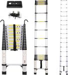 Dajianglx Telescoping Ladder 16.5 FT Aluminum Extension Ladder with Non-Slip Feet, Triangle Stabilizers, Removable Hooks, 330 lbs Capacity, Multi-Purpose Collapsible Ladder for RV Outdoor