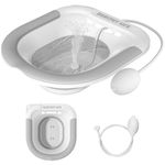 Sitz and bath for Toilet, Hemorrhoids Postpartum Care, Perineal Soaking for Women, Collapsible Sitz Bath Kit with Flusher Hose, Wider Seat, Deeper Bowl (Gray)