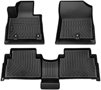 Cartist Floor Mats Compatible with Hyundai Santa Fe 2021 2022 2023 (Only for Hybrid Models) All Weather Floor Liners Front & 2nd Row Seat TPE Waterproof