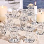 Lanttu Candlestick Holders Bulk, 12 Pcs Glass Candle Holders Set Clear, Crystal Taper Candle Holders for Wedding, Table Centerpiece, Home Decoration(Exclude Candles)