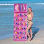 Bestway Inflatable 18 Pocket Fashion Sun Lounger Lilo Swimming Pool Air Bed Beach Mat 2 Colours : Pink Or Blue (Pink)