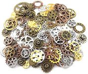 kuou 100 Grams Cogs and Gears, Steampunk Charms Accessories Assorted Antique Steampunk Craft for Crafting Jewelry Making Accessories