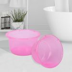 Kuber Industries Pack of 2 Bath Tub | Multipurpose Bath Tub | Tub for Bathroom-Feeding Pan-Bathing-Washing Clothes | Washing Tub | Bathroom Tub | Baby Bathing Tub | 25 LTR | Transparent Pink