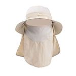 GUSTAVE Synthetic Mens Sun Hat Wide Brim Summer Sun Cap Uv Protection Fishsing Hat Foldable Bucket Hat Outdoor, Beige, Free Size