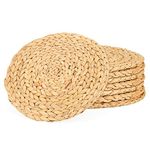 LEXININ 8 Pack 13 Inch Round Woven Placemats, 33cm Natural Water Hyacinth Weave Placemats, Handmade Rattan Wicker Placemats Heat Resistant Seagrass Placemats for Dining Table, Restaurant, Brown