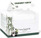 GRANNY SAYS Bamboo Disposable Face Towel, Face Towelettes Disposable, 10"×12" Thick Soft Face Towels, Disposable Towels for Remove Makeup, Facial Cleansing, Nursing, Travel, 50 Count/1 Pack