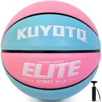 KUYOTQ Kids Youth Size 5 (27.5") Elite Girls Basketball Premium Composite Leather Basketball Indoor Outdoor Game Training Competition Official Basketballs Gifts (Deflated,with Pump+3 Needles)