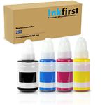 1 Set of 4 Inkfirst Compatible Mega Tank Ink Bottles Replacement for Canon GI-290 GI290 1595C001 1596C001 1597C001 1598C001 PIXMA G2200 G3200 G4200 G1200 Black Cyan Magenta Yellow