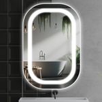 OUSIMY 32" x 20" LED Bathroom Mirror, 3 Colors Temperature & Dimmable Wall Mirror, Backlit + Front Lit, Anti-Fog Lighted Vanity Mirror, Memory Waterproof Lighted Bathroom Mirrors