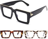 JM 3 Pack Oversized Square Reading Glasses for women men, Blue Light Blocking Computer Readers +2.0