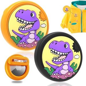 Apple Airtag Holder for Kids, Cute Cartoon Silicone Airtag Case with Safety Pins, GPS Tracker Case for Children, Hidden Inside Clothes, Shoe (Black+Orange)