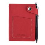 Mini Smart Erasable Notebook with Erasable Pen, Portable Reusable Notebook, A6 Size, 120 Pages, Vintage Imitation Leather Notebook 10.5 * 14.8cm (Red)