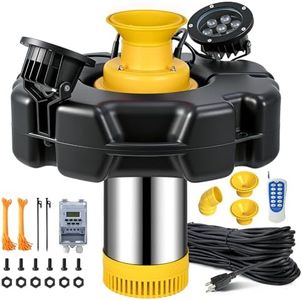 Pond Fountain Aerator, SCHUPETHAUER 1HP 110V 750W 15000 GPH Stainless Steel Floating Fountain Pump, Powerful Aerator Fountain for Larger Ponds, Lakes, 100FT Power Cord, Timer, 3 Nozzle, 2x100FT Rope