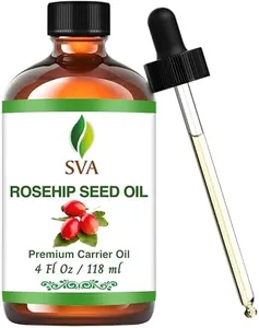 SVA Rosehip Seed Oil - 4 Fl Oz – 100% Natural Cold Pressed Rosehip Oil - for Face, Skin Care, Hair Care, Scalp Massage & Body Massage – Carrier Oil with Dropper