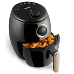 VonShef 2L Compact Air Fryer with Removable Non-Stick Frying Rack, Rapid Air Circulation, 30 Minute Timer, 1000W, Single Person, Small Household Air Fry Oven - Heats from 80-200°C