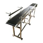 INTBUYING PVC Flat Conveyor Belt Systems Stainless Steel Frames Double Guardrails Adjustable Speed Black for Industrial Transport Conveyor Length 82.6inch Belt Width 7.8inch