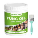 Ninesung Tung Oil | 500 ml (16 Fl.oz) Pure Tung Oil for Wood with Brush - Waterproof Wooden Sealer Indoor and Outdoor | for Unfinished Bare Wood, Such as Wooden Furniture Floors (500 ml)