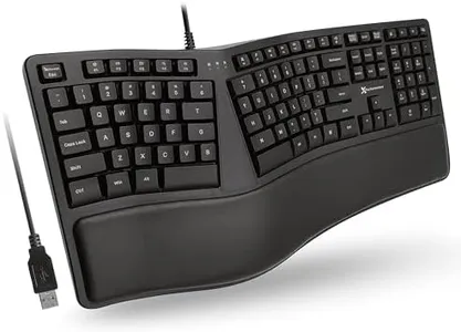 X9 Wired Ergonomic Keyboard with Cushioned Wrist Rest - Type Naturally and Comfortably Longer - USB Wired Keyboard for Laptop with 110 Keys & 5ft Cable - Split Keyboard for PC, Computer Ergo Keyboard