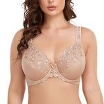 Ayigedu UK Women's Underwire Bra Non Padded Plus Size Full Coverage Minimizer Bras 36-E Beige