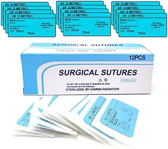 HTI Practice Suture Thread 3-0 Silk Sterile with Needle Box of 12 Pcs for Nursing Student Training Kit Practicing Suturing MD, RN, EMT, Vet Demo