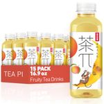 Tea PI Iced Tea – Peach Oolong Tea Sweet Iced Fruit Tea Bottles, Real Juice, -16.9 fl oz, 500mL, 15 Pack