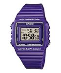 Casio Men's Quartz Watch with Grey Dial Digital Display and Purple Resin Strap W-215H-6AVEF