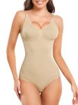 Wealurre Shapewear Women's Body Shaper Women's Effective Tummy Control Strong Bodysuit Shaping Bodys Bodice Body Women, Hips Wrap Around Beige, M-L