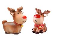 BHOOLU&GOOLU Cute Miniature Cartoon Antler Deer Elk Pattern Figurine - 2 Pcs Set (Hight : 3.4 CM)